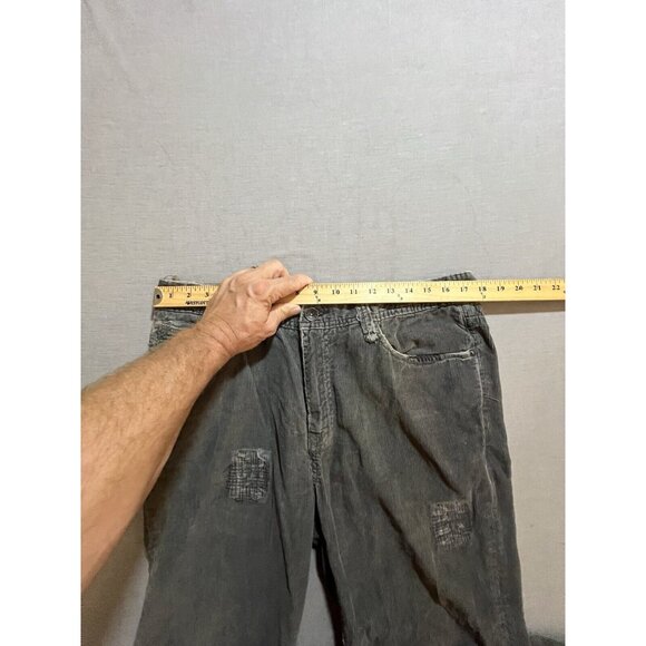 Z‎ BRAND Corduroy Pants Mens 36x30 Green Pocketed Belted Zip Patched. - Picture 6 of 12